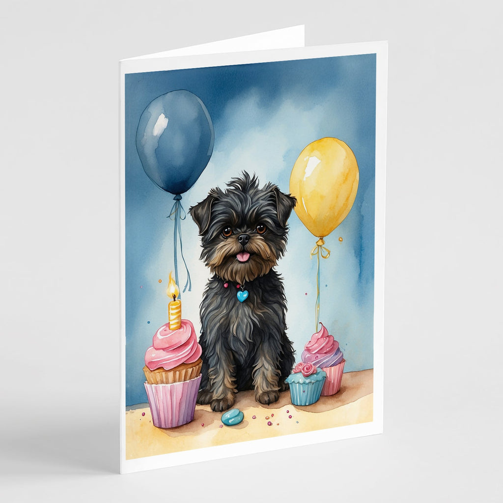 Affenpinscher Happy Birthday Greeting Cards Pack of 8 Blank Cards with Envelopes Whimsical A7 Size 5x7