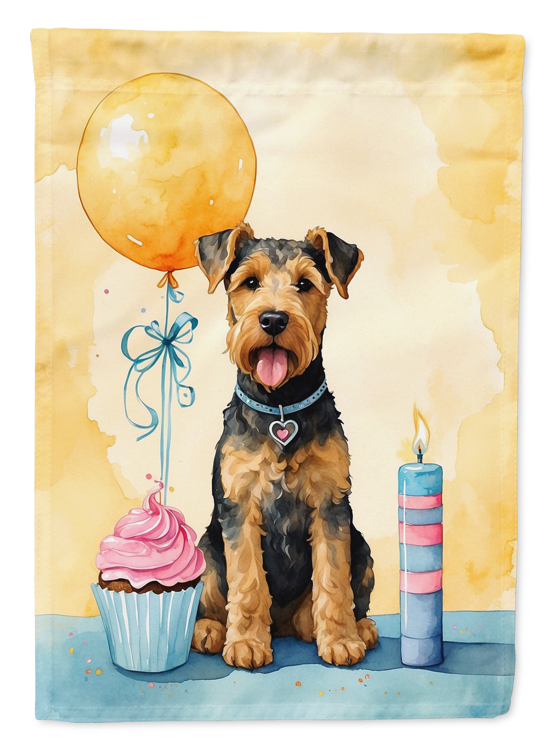 Airedale Terrier Happy Birthday House Flag 28x40 Porch Sleeve Pole Decorative Outside Yard Banner Artwork Wall Hanging, Polyester