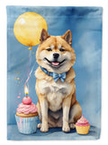 Akita Happy Birthday House Flag 28x40 Porch Sleeve Pole Decorative Outside Yard Banner Artwork Wall Hanging, Polyester
