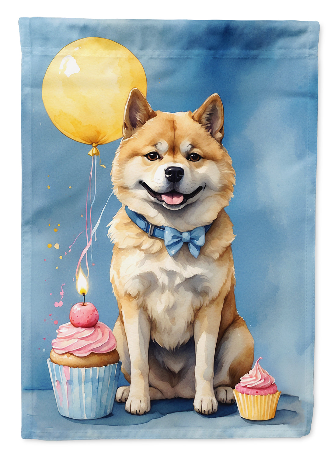 Akita Happy Birthday House Flag 28x40 Porch Sleeve Pole Decorative Outside Yard Banner Artwork Wall Hanging, Polyester