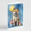 Akita Happy Birthday Greeting Cards Pack of 8 Blank Cards with Envelopes Whimsical A7 Size 5x7
