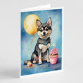 Alaskan Klee Kai Happy Birthday Greeting Cards Pack of 8 Blank Cards with Envelopes Whimsical A7 Size 5x7
