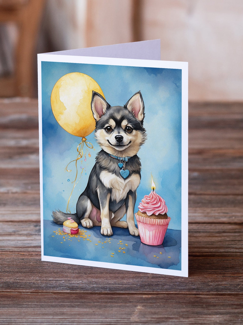 Alaskan Klee Kai Happy Birthday Greeting Cards Pack of 8 Blank Cards with Envelopes Whimsical A7 Size 5x7