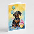Dachshund Happy Birthday Greeting Cards Pack of 8 Blank Cards with Envelopes Whimsical A7 Size 5x7
