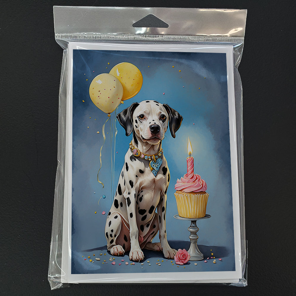 Dalmatian Happy Birthday Greeting Cards Pack of 8 Blank Cards with Envelopes Whimsical A7 Size 5x7