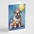 English Bulldog Happy Birthday Greeting Cards Pack of 8 Blank Cards with Envelopes Whimsical A7 Size 5x7