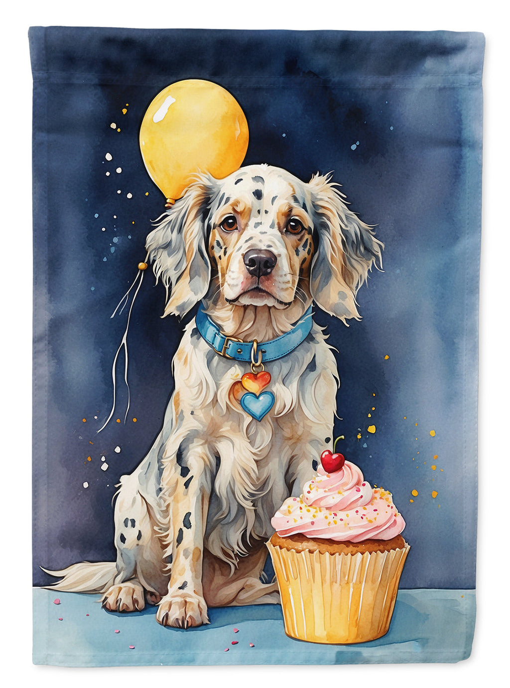English Setter Happy Birthday House Flag 28x40 Porch Sleeve Pole Decorative Outside Yard Banner Artwork Wall Hanging, Polyester