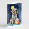 English Setter Happy Birthday Greeting Cards Pack of 8 Blank Cards with Envelopes Whimsical A7 Size 5x7