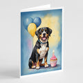 Entlebucher Mountain Dog Happy Birthday Greeting Cards Pack of 8 Blank Cards with Envelopes Whimsical A7 Size 5x7