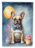French Bulldog Happy Birthday House Flag 28x40 Porch Sleeve Pole Decorative Outside Yard Banner Artwork Wall Hanging, Polyester
