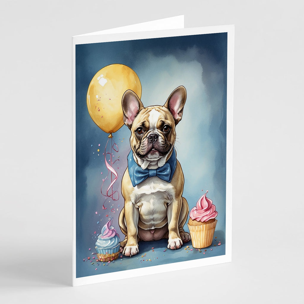 French Bulldog Happy Birthday Greeting Cards Pack of 8 Blank Cards with Envelopes Whimsical A7 Size 5x7