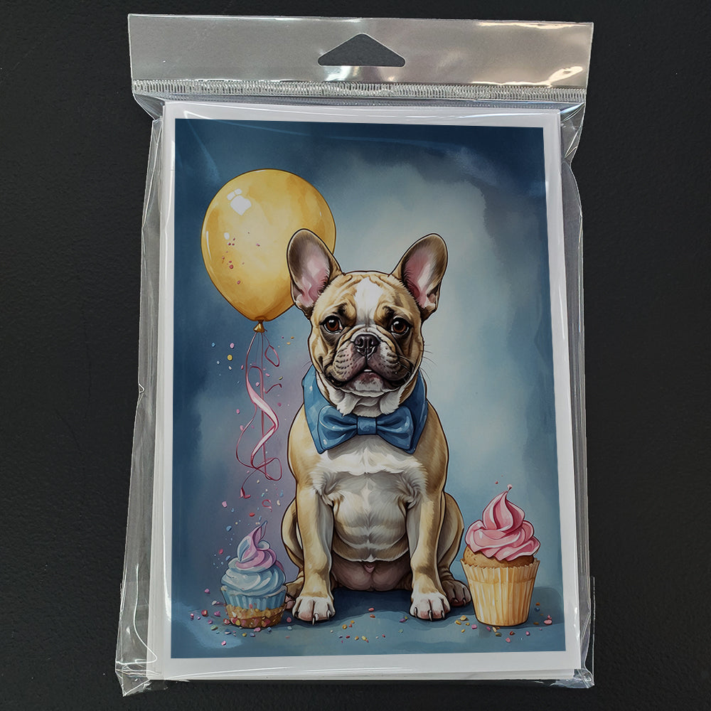 French Bulldog Happy Birthday Greeting Cards Pack of 8 Blank Cards with Envelopes Whimsical A7 Size 5x7