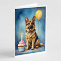 German Shepherd Happy Birthday Greeting Cards Pack of 8 Blank Cards with Envelopes Whimsical A7 Size 5x7