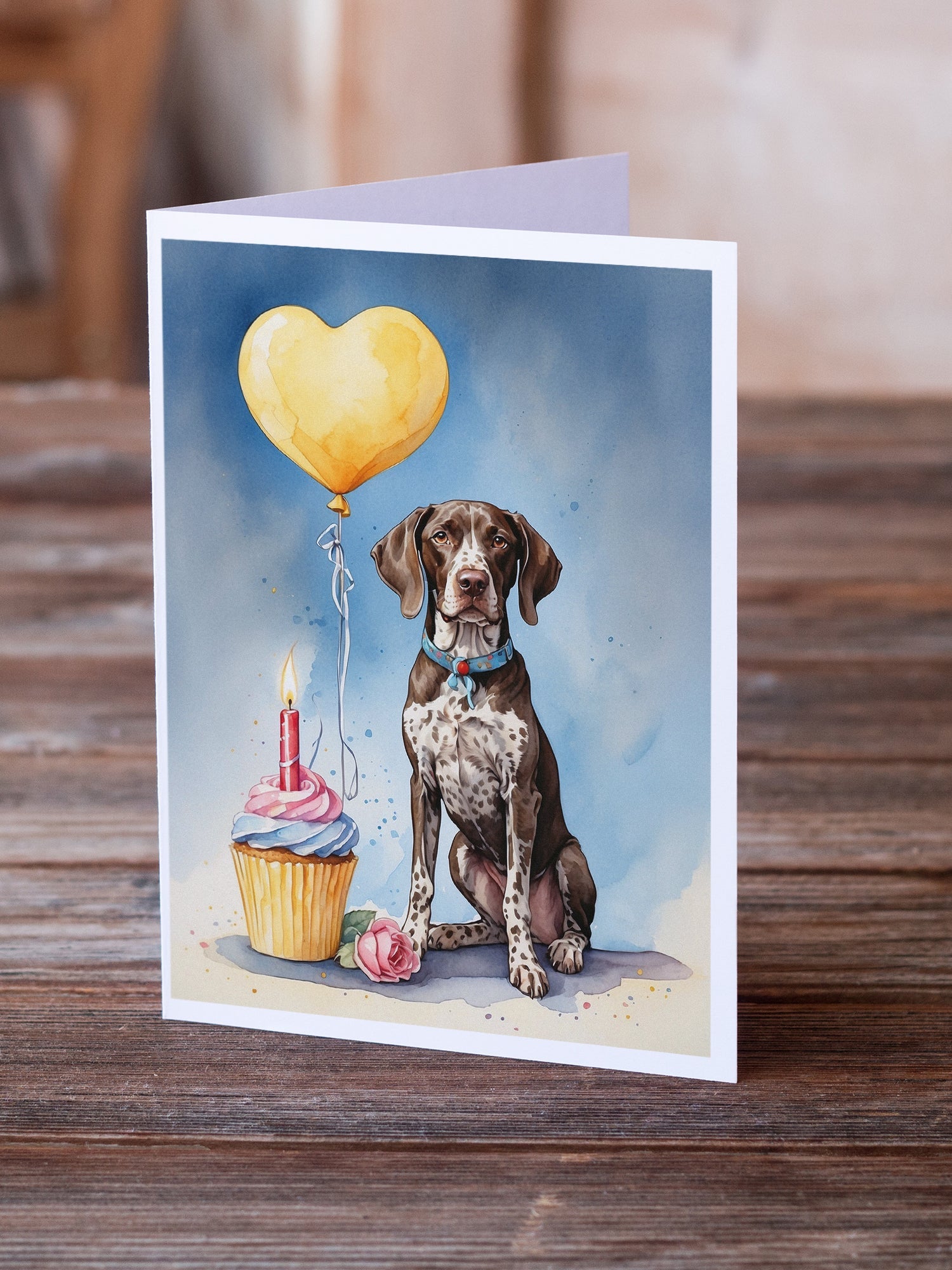 German Shorthaired Pointer Happy Birthday Greeting Cards Pack of 8 Blank Cards with Envelopes Whimsical A7 Size 5x7