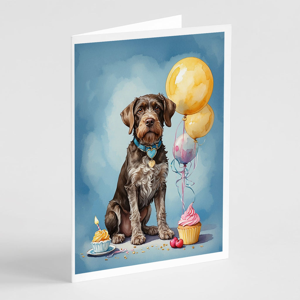 German Wirehaired Pointer Happy Birthday Greeting Cards Pack of 8 Blank Cards with Envelopes Whimsical A7 Size 5x7