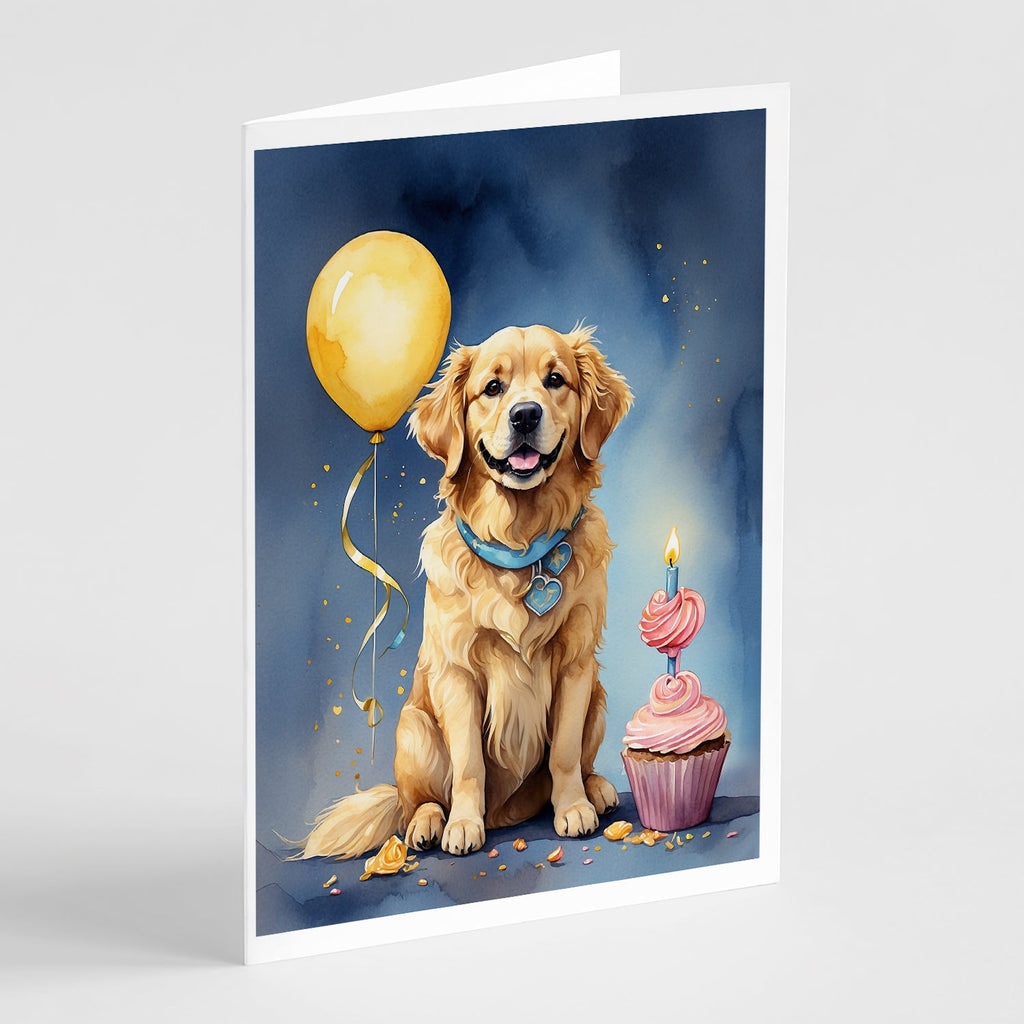 Golden Retriever Happy Birthday Greeting Cards Pack of 8 Blank Cards with Envelopes Whimsical A7 Size 5x7