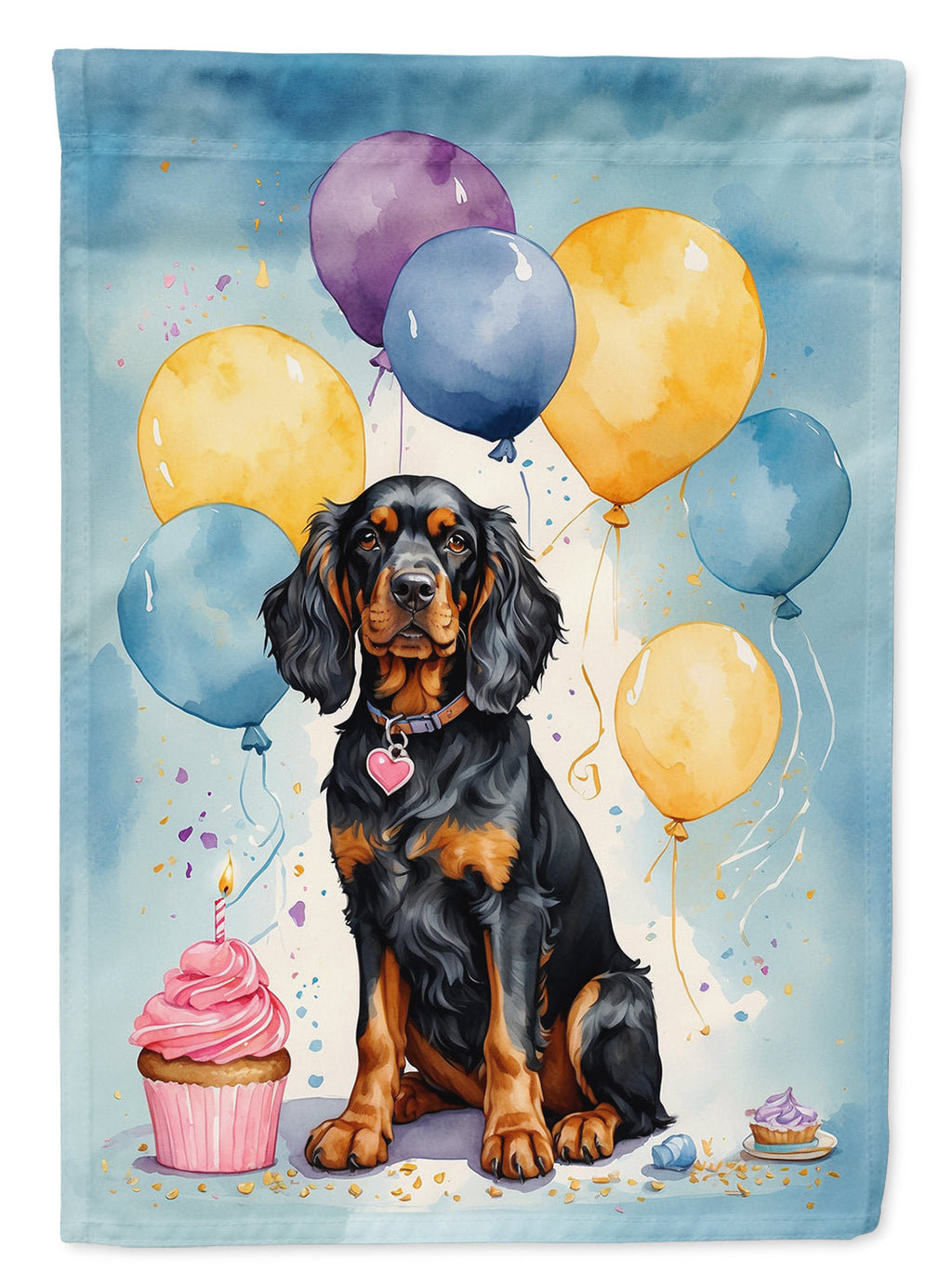 Gordon Setter Happy Birthday House Flag 28x40 Porch Sleeve Pole Decorative Outside Yard Banner Artwork Wall Hanging, Polyester