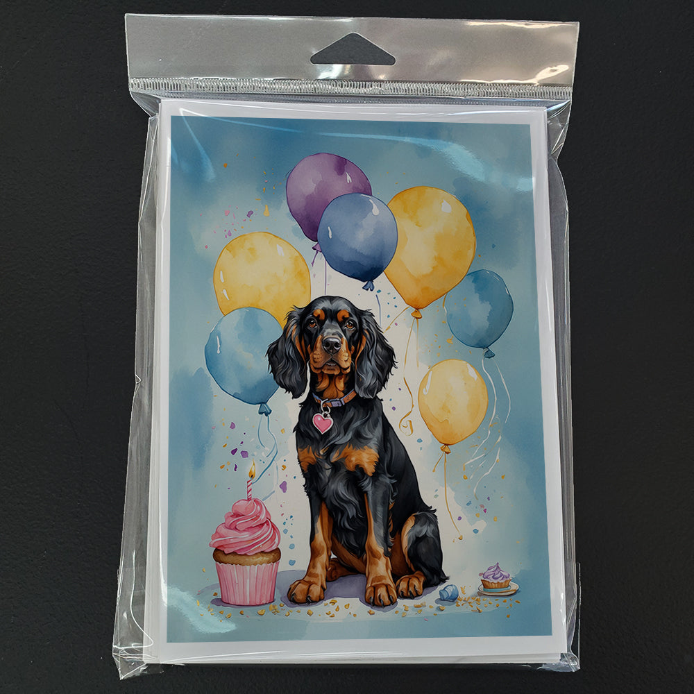 Gordon Setter Happy Birthday Greeting Cards Pack of 8 Blank Cards with Envelopes Whimsical A7 Size 5x7