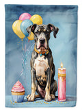 Great Dane Happy Birthday House Flag 28x40 Porch Sleeve Pole Decorative Outside Yard Banner Artwork Wall Hanging, Polyester