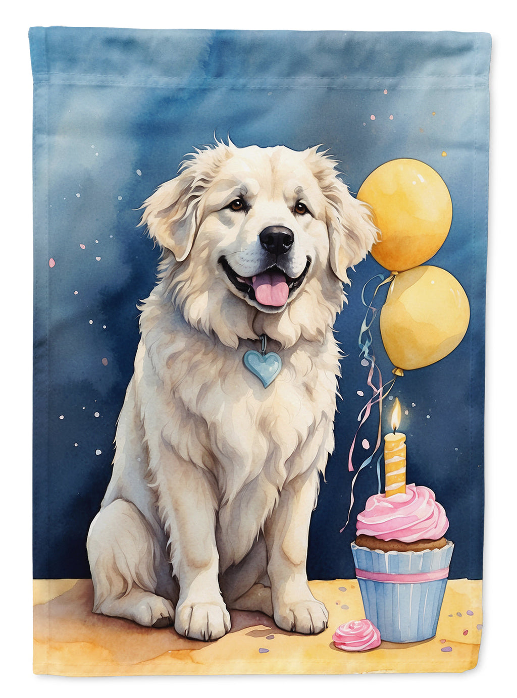 Great Pyrenees Happy Birthday House Flag 28x40 Porch Sleeve Pole Decorative Outside Yard Banner Artwork Wall Hanging, Polyester