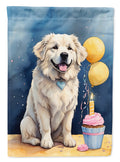Great Pyrenees Happy Birthday House Flag 28x40 Porch Sleeve Pole Decorative Outside Yard Banner Artwork Wall Hanging, Polyester