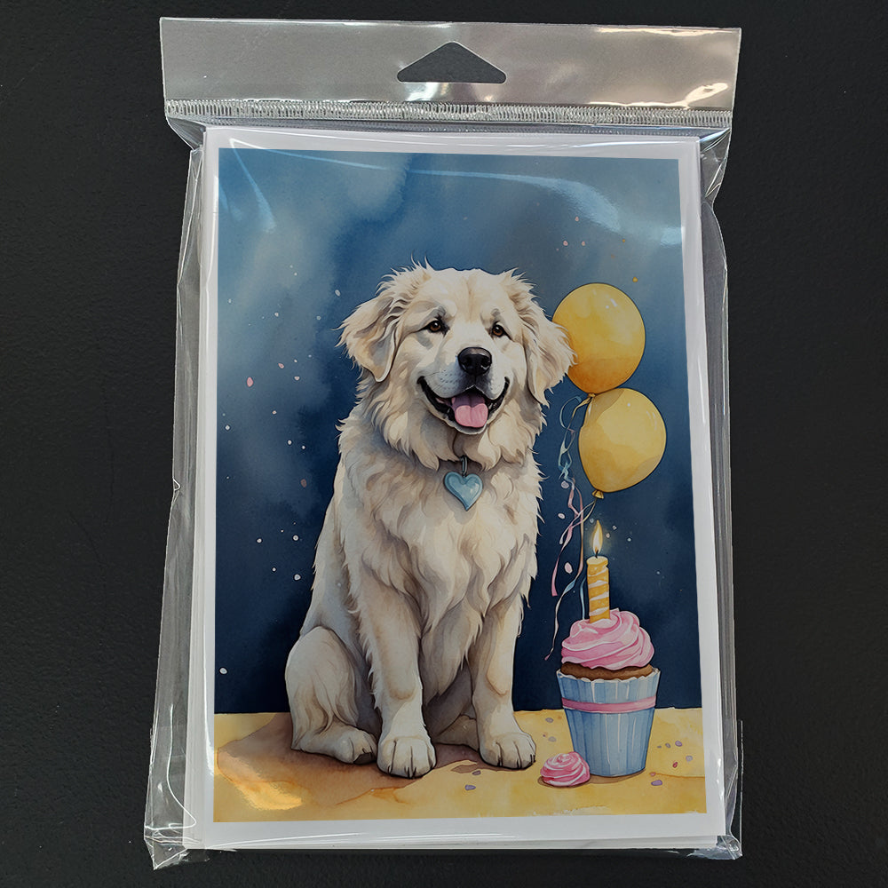 Great Pyrenees Happy Birthday Greeting Cards Pack of 8 Blank Cards with Envelopes Whimsical A7 Size 5x7