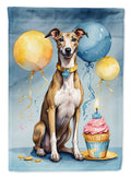 Greyhound Happy Birthday House Flag 28x40 Porch Sleeve Pole Decorative Outside Yard Banner Artwork Wall Hanging, Polyester