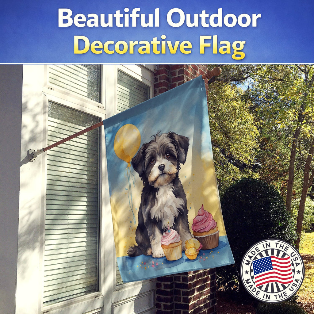 Havanese Happy Birthday House Flag 28x40 Porch Sleeve Pole Decorative Outside Yard Banner Artwork Wall Hanging, Polyester