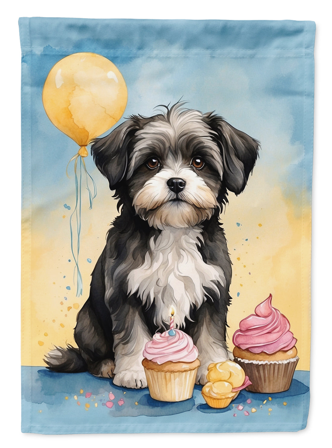 Havanese Happy Birthday House Flag 28x40 Porch Sleeve Pole Decorative Outside Yard Banner Artwork Wall Hanging, Polyester
