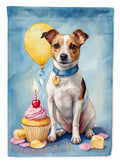 Jack Russell Terrier Happy Birthday House Flag 28x40 Porch Sleeve Pole Decorative Outside Yard Banner Artwork Wall Hanging, Polyester