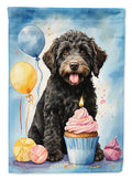 Labradoodle Black Happy Birthday House Flag 28x40 Porch Sleeve Pole Decorative Outside Yard Banner Artwork Wall Hanging, Polyester