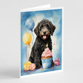 Labradoodle Black Happy Birthday Greeting Cards Pack of 8 Blank Cards with Envelopes Whimsical A7 Size 5x7