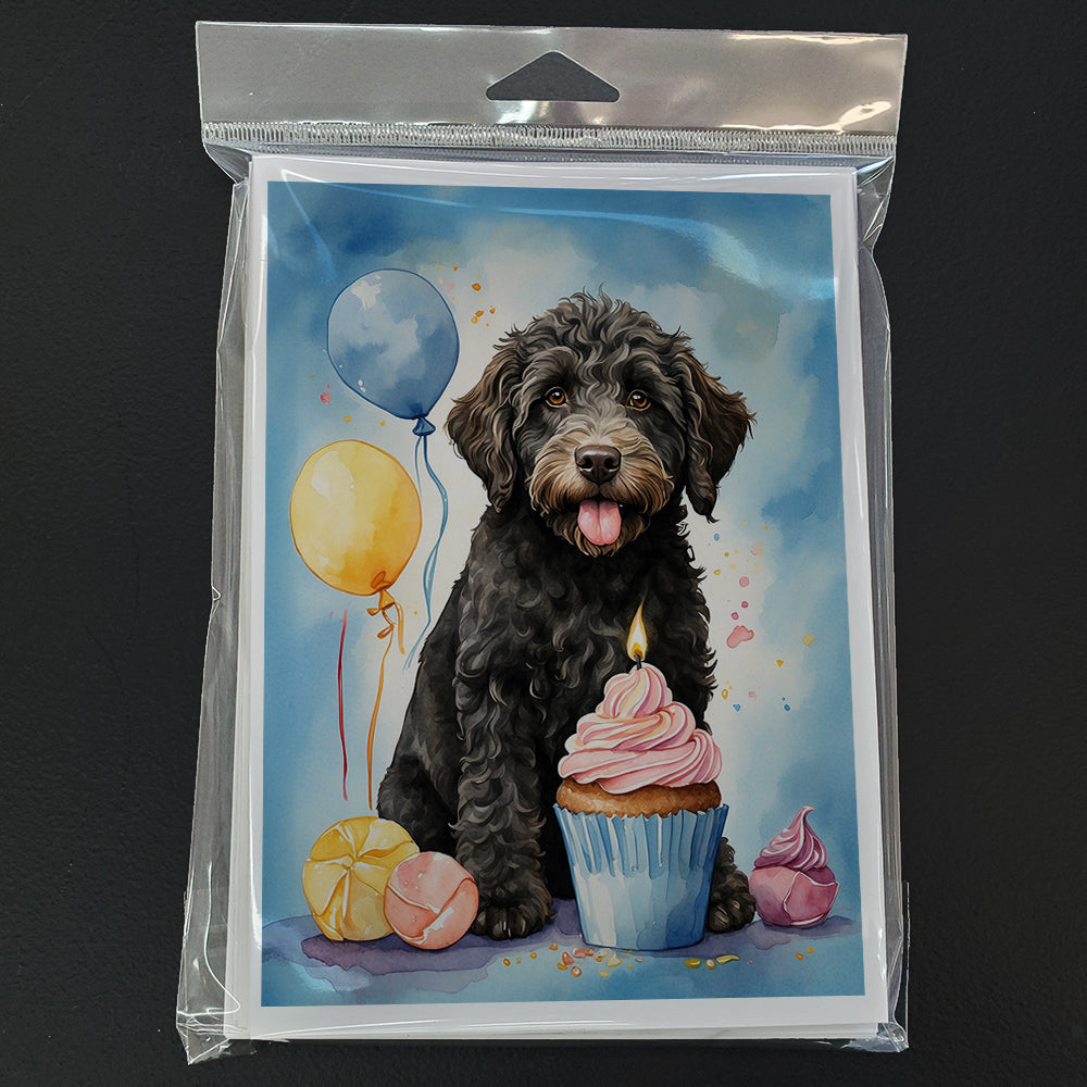 Labradoodle Black Happy Birthday Greeting Cards Pack of 8 Blank Cards with Envelopes Whimsical A7 Size 5x7
