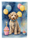 Labradoodle Happy Birthday House Flag 28x40 Porch Sleeve Pole Decorative Outside Yard Banner Artwork Wall Hanging, Polyester
