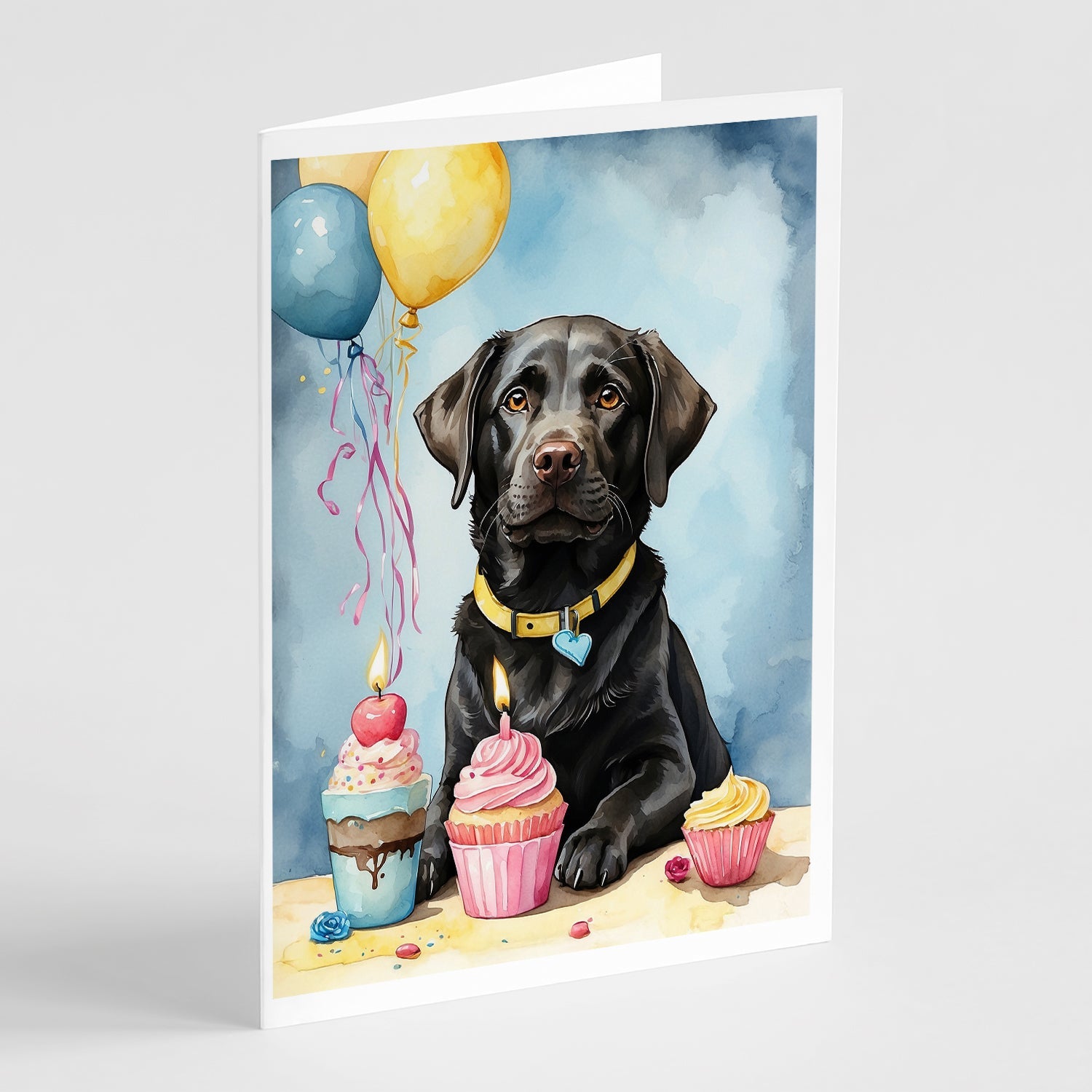 Black Labrador Retriever Happy Birthday Greeting Cards Pack of 8 Blank Cards with Envelopes Whimsical A7 Size 5x7