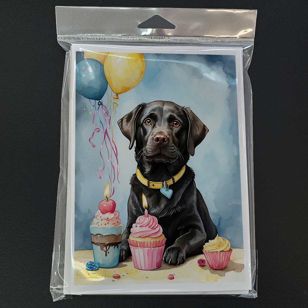 Black Labrador Retriever Happy Birthday Greeting Cards Pack of 8 Blank Cards with Envelopes Whimsical A7 Size 5x7