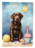 Chocolate Labrador Retriever Happy Birthday House Flag 28x40 Porch Sleeve Pole Decorative Outside Yard Banner Artwork Wall Hanging, Polyester