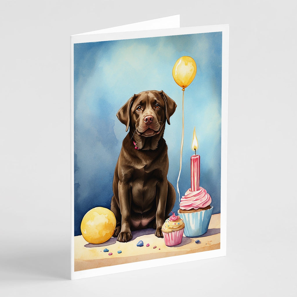 Chocolate Labrador Retriever Happy Birthday Greeting Cards Pack of 8 Blank Cards with Envelopes Whimsical A7 Size 5x7