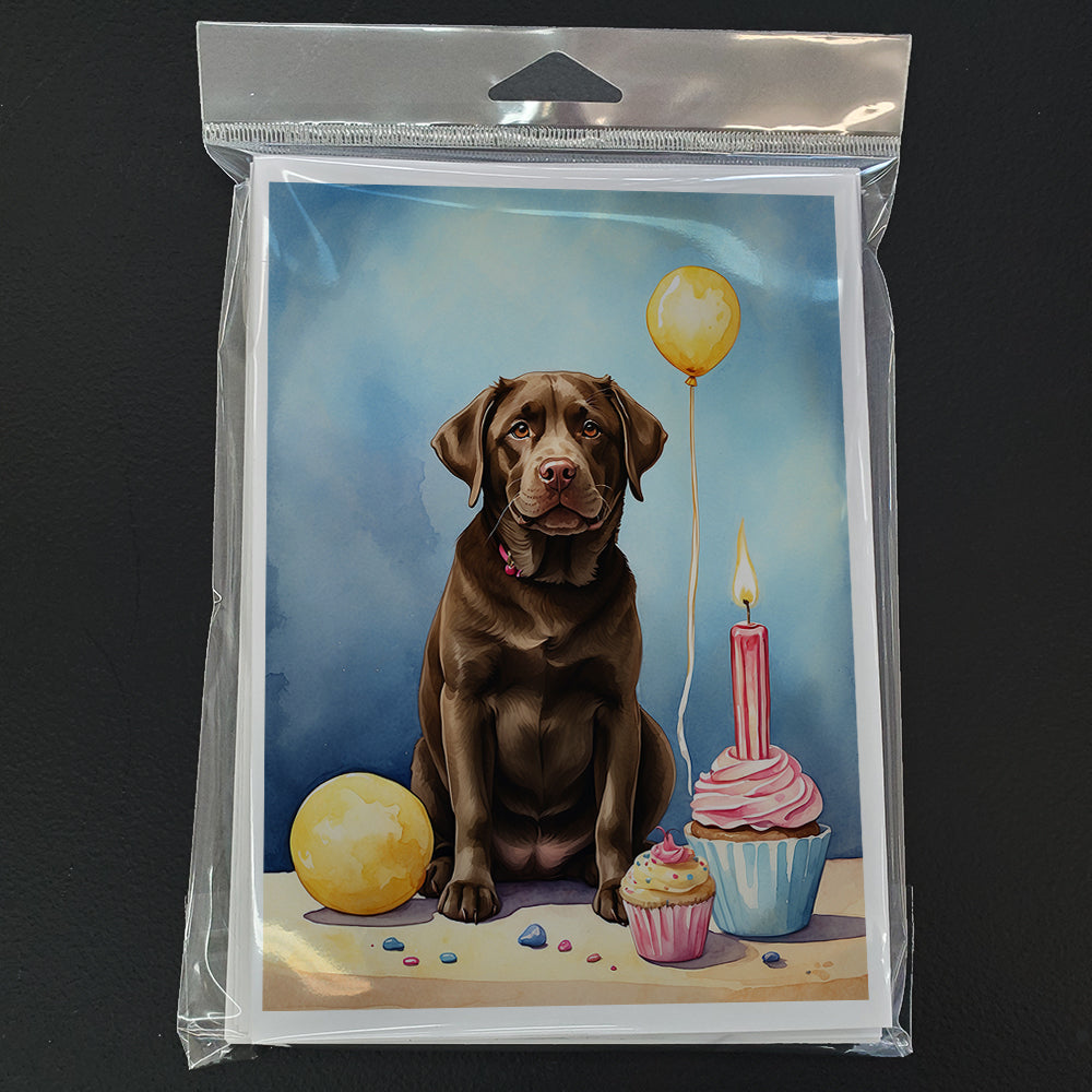 Chocolate Labrador Retriever Happy Birthday Greeting Cards Pack of 8 Blank Cards with Envelopes Whimsical A7 Size 5x7