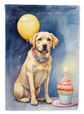 Yellow Labrador Retriever Happy Birthday House Flag 28x40 Porch Sleeve Pole Decorative Outside Yard Banner Artwork Wall Hanging, Polyester