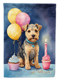 Lakeland Terrier Happy Birthday House Flag 28x40 Porch Sleeve Pole Decorative Outside Yard Banner Artwork Wall Hanging, Polyester