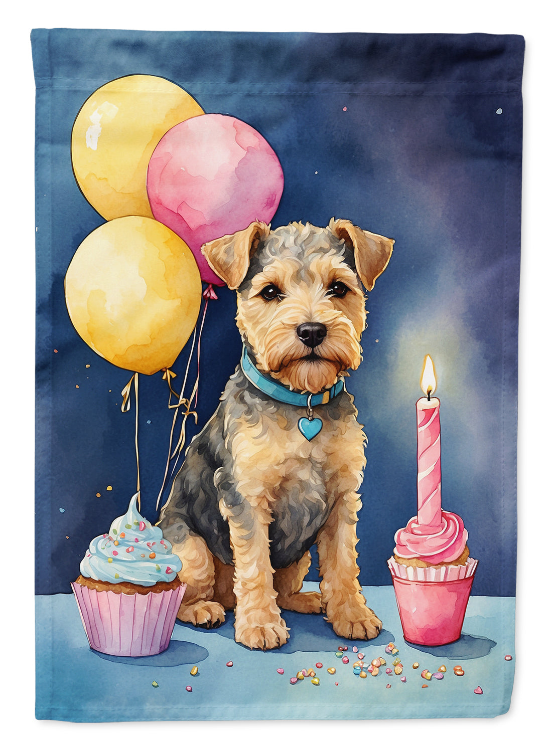 Lakeland Terrier Happy Birthday House Flag 28x40 Porch Sleeve Pole Decorative Outside Yard Banner Artwork Wall Hanging, Polyester