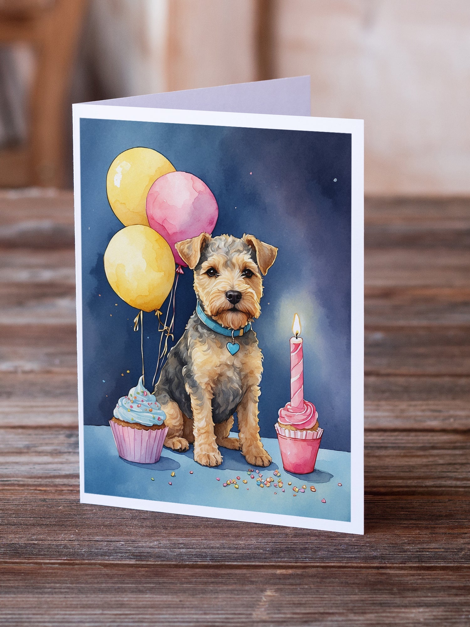 Lakeland Terrier Happy Birthday Greeting Cards Pack of 8 Blank Cards with Envelopes Whimsical A7 Size 5x7