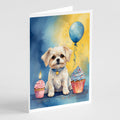 Maltese Happy Birthday Greeting Cards Pack of 8 Blank Cards with Envelopes Whimsical A7 Size 5x7