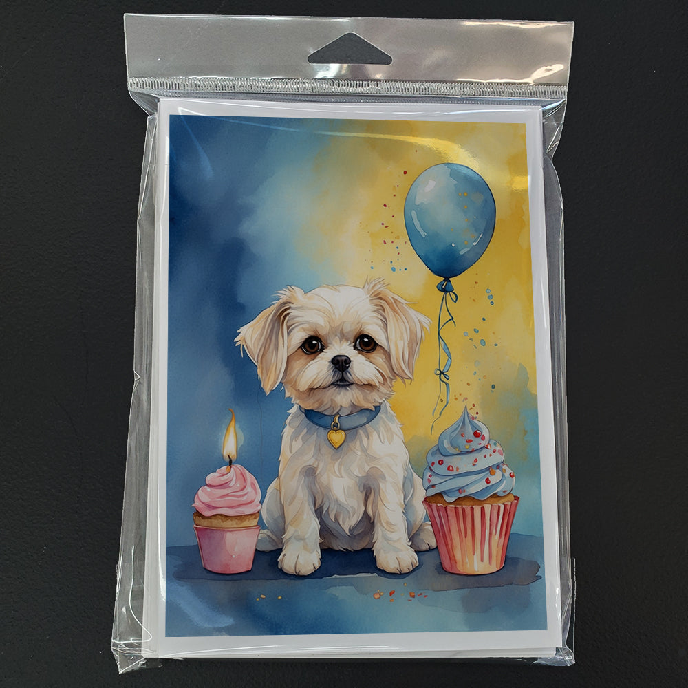 Maltese Happy Birthday Greeting Cards Pack of 8 Blank Cards with Envelopes Whimsical A7 Size 5x7