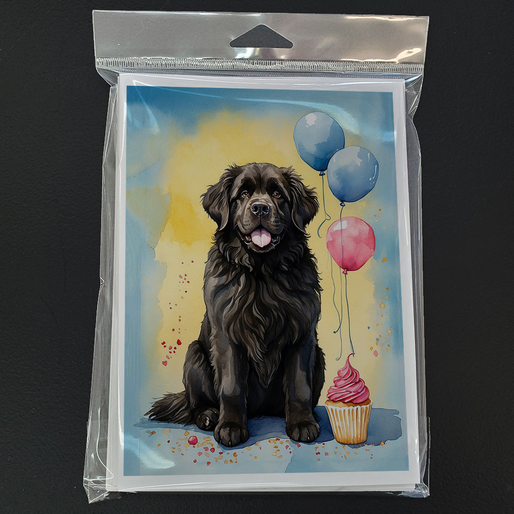 Newfoundland Happy Birthday Greeting Cards Pack of 8 Blank Cards with Envelopes Whimsical A7 Size 5x7