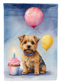 Norfolk Terrier Happy Birthday House Flag 28x40 Porch Sleeve Pole Decorative Outside Yard Banner Artwork Wall Hanging, Polyester