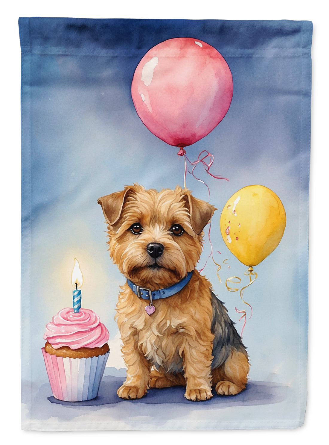 Norfolk Terrier Happy Birthday House Flag 28x40 Porch Sleeve Pole Decorative Outside Yard Banner Artwork Wall Hanging, Polyester