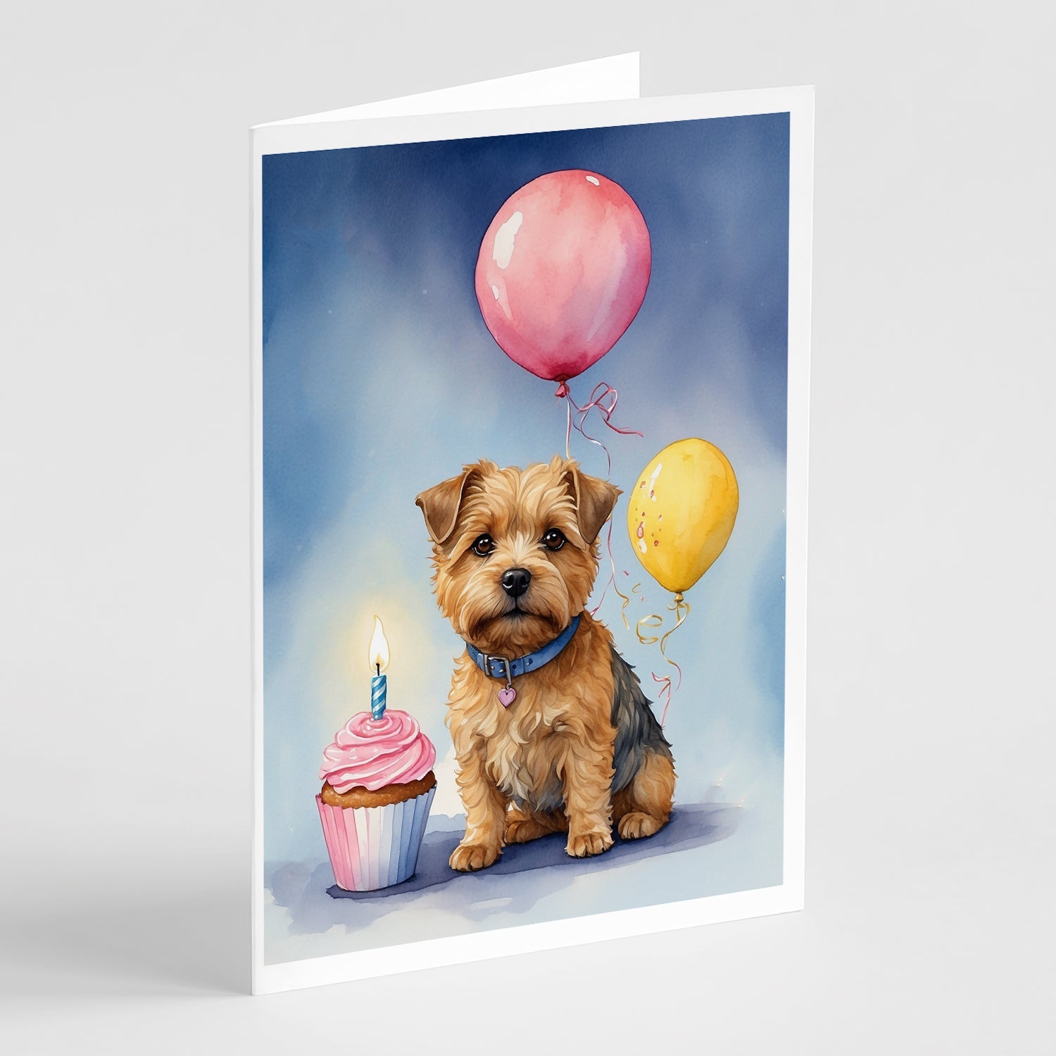 Norfolk Terrier Happy Birthday Greeting Cards Pack of 8 Blank Cards with Envelopes Whimsical A7 Size 5x7