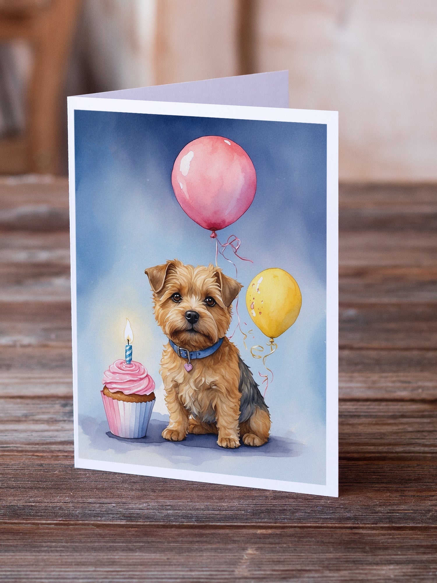 Norfolk Terrier Happy Birthday Greeting Cards Pack of 8 Blank Cards with Envelopes Whimsical A7 Size 5x7